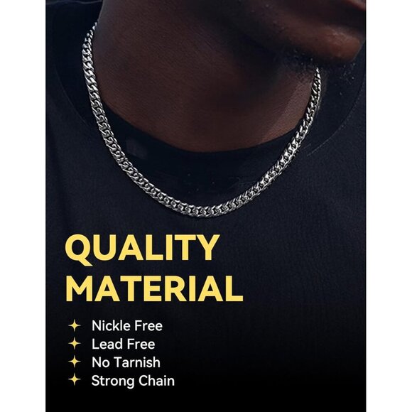 Miami Cuban Link Chain Necklace for Men Stainless Steel or Gold Plated Hip Hop - Picture 2 of 9